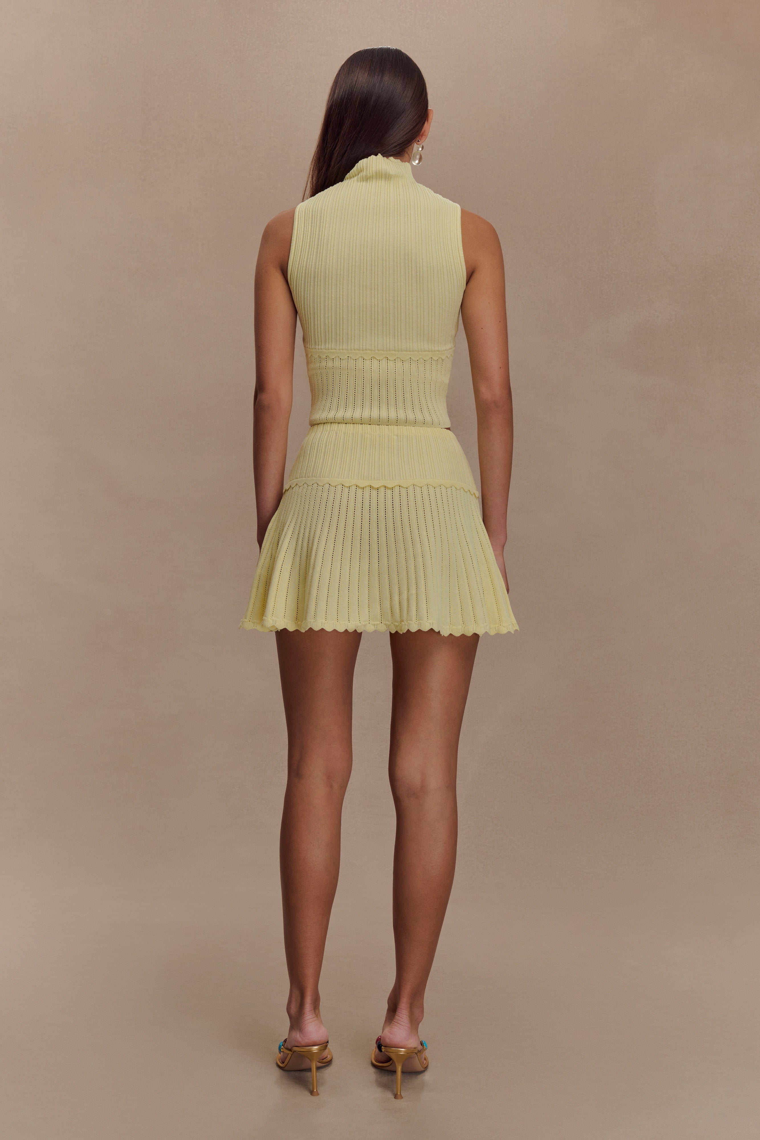 Indy Pointelle Knit Mini Skirt - Lemon