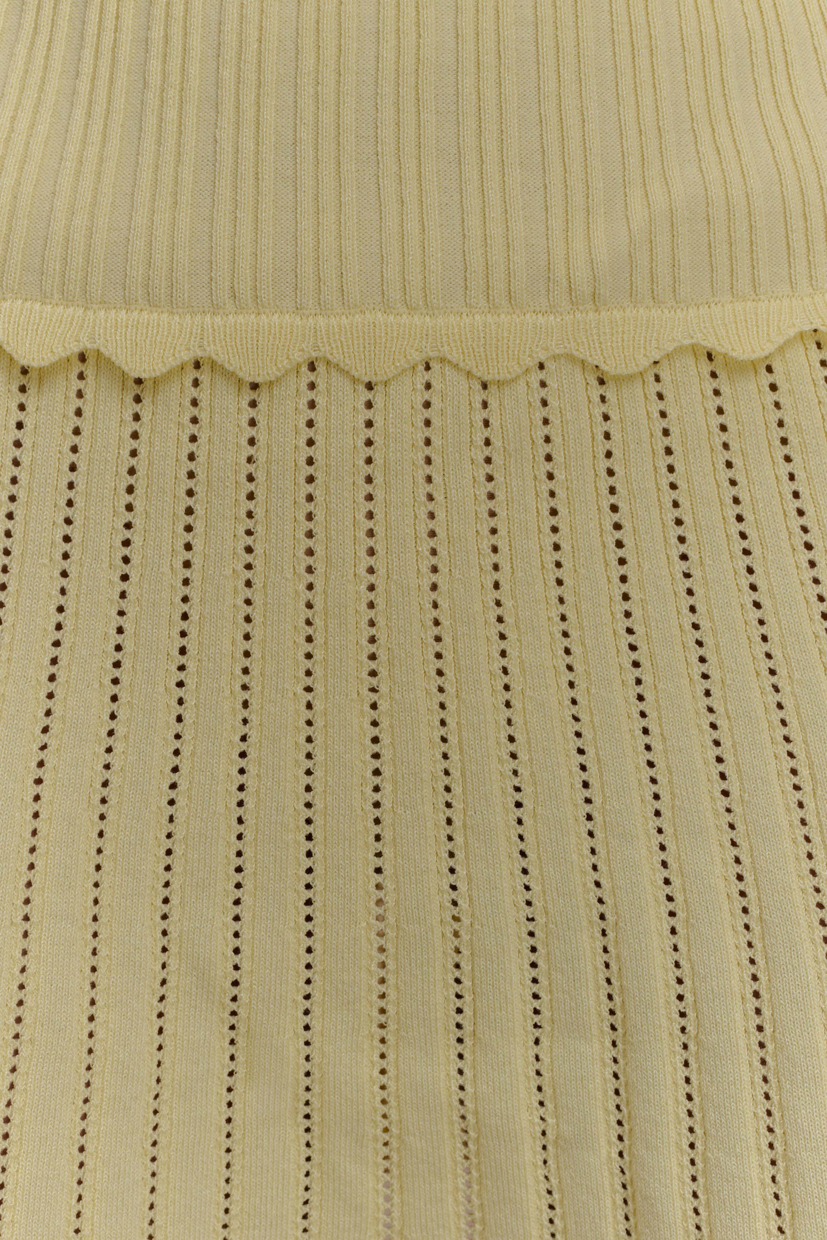 Indy Pointelle Knit Mini Skirt - Lemon