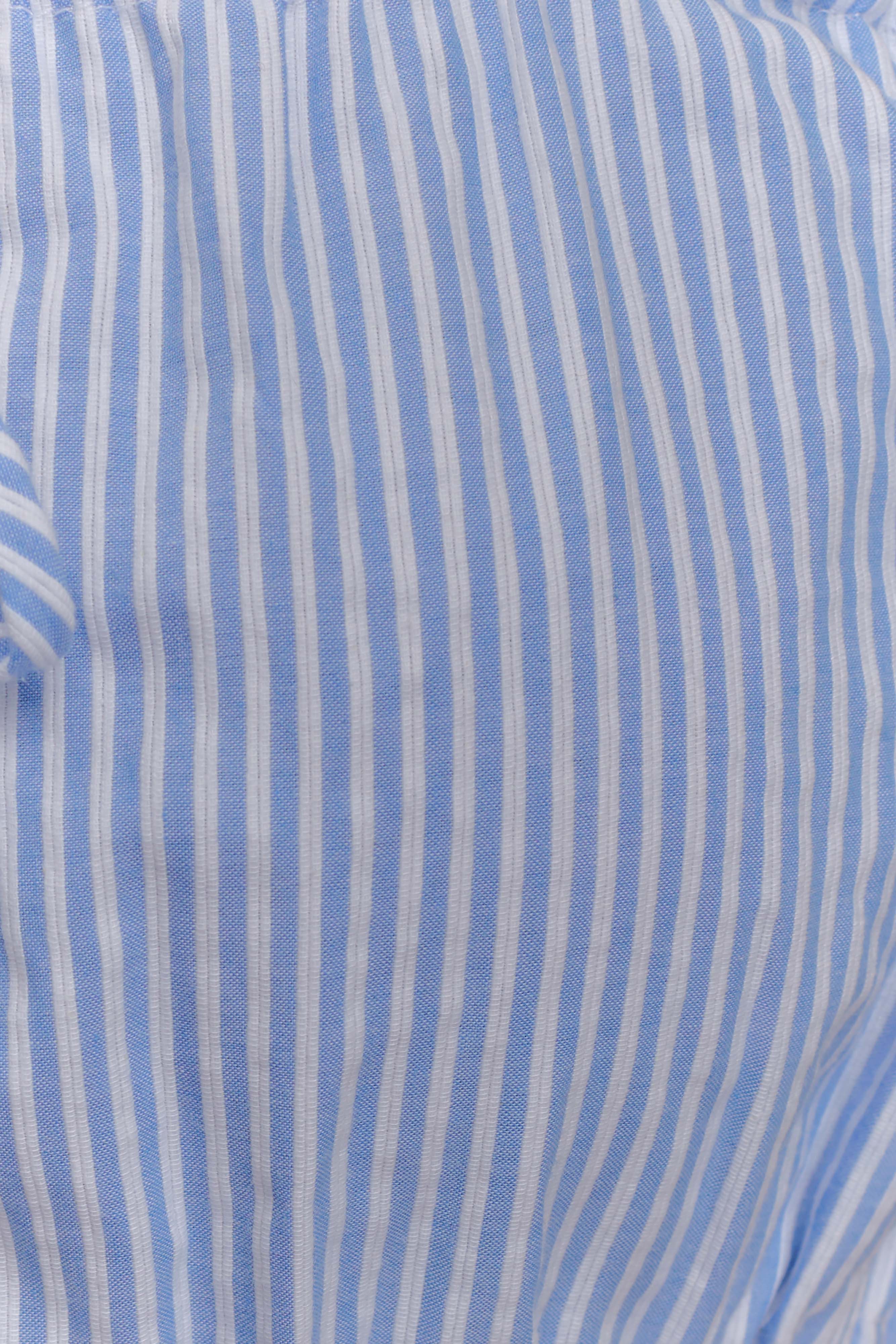 Gretel Sleeveless Crop Top - Blue Pinstripe