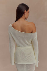Reagan Off Shoulder Knit Top - White