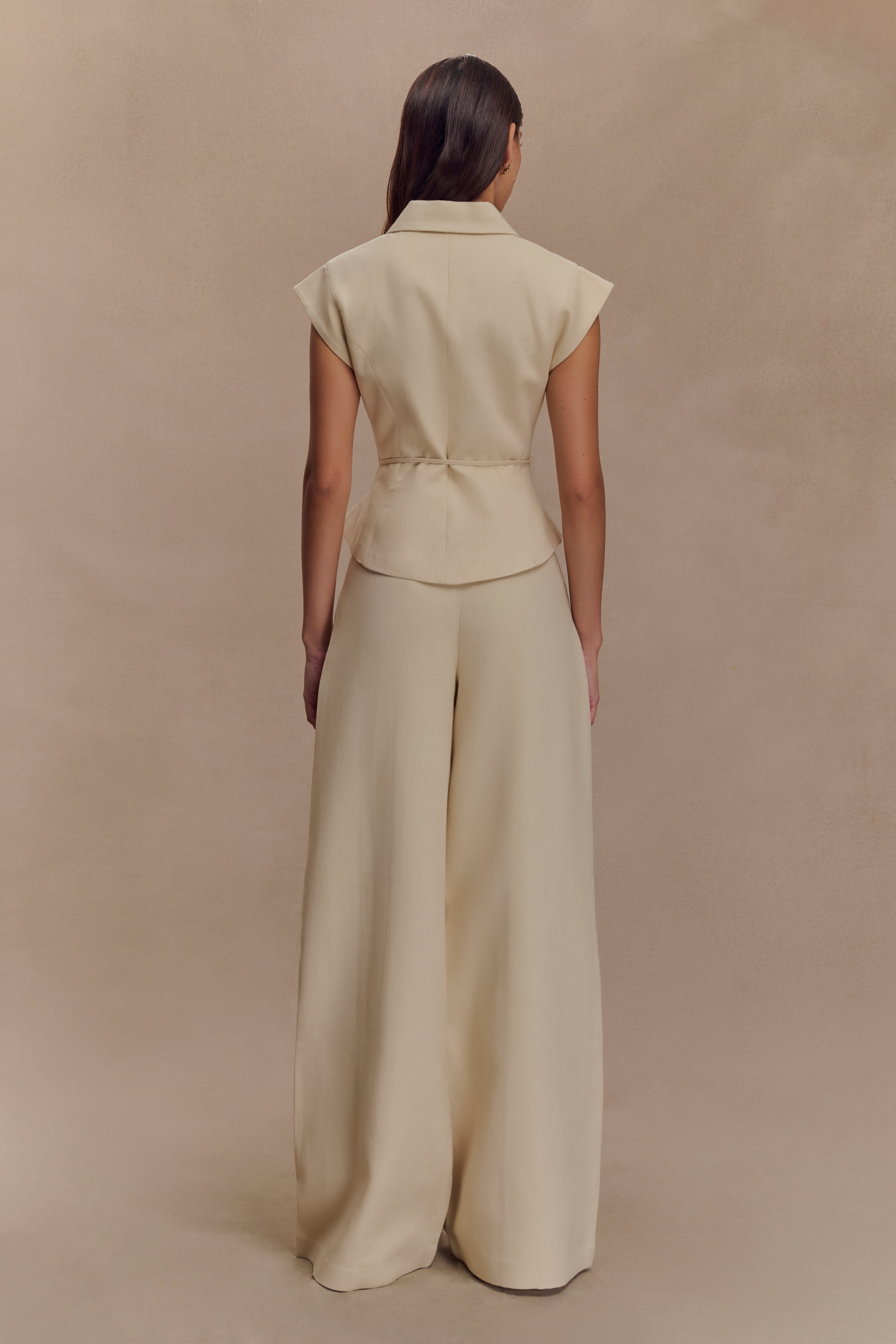 Andina Shortsleeve Linen Top - Natural Beige