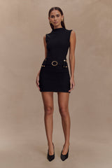 Scheana Stretch Crepe Mini Dress - Black