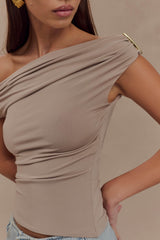 Kinsley Slinky Top With Hardware - Taupe