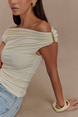 Kinsley Slinky Top With Hardware - Ivory