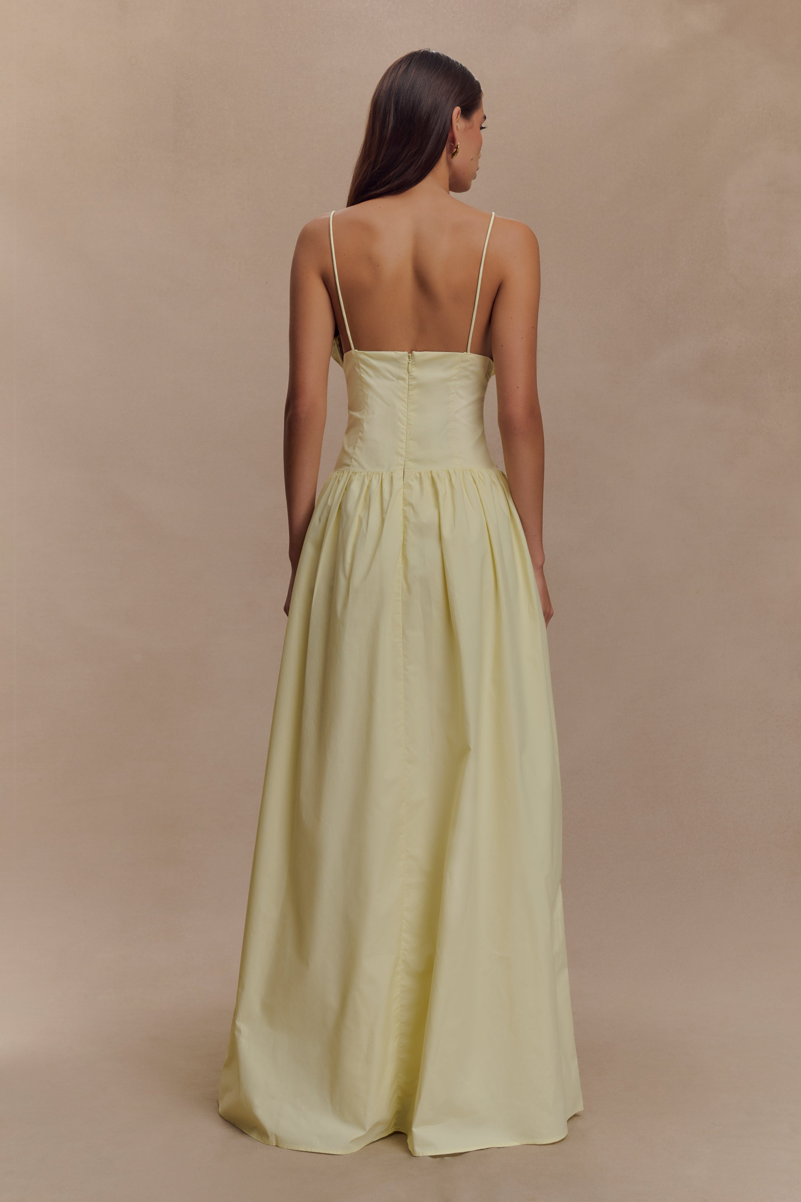 Janis Cotton Frill Maxi Dress - Lemon