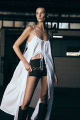 Lenny Front Tie Top - White