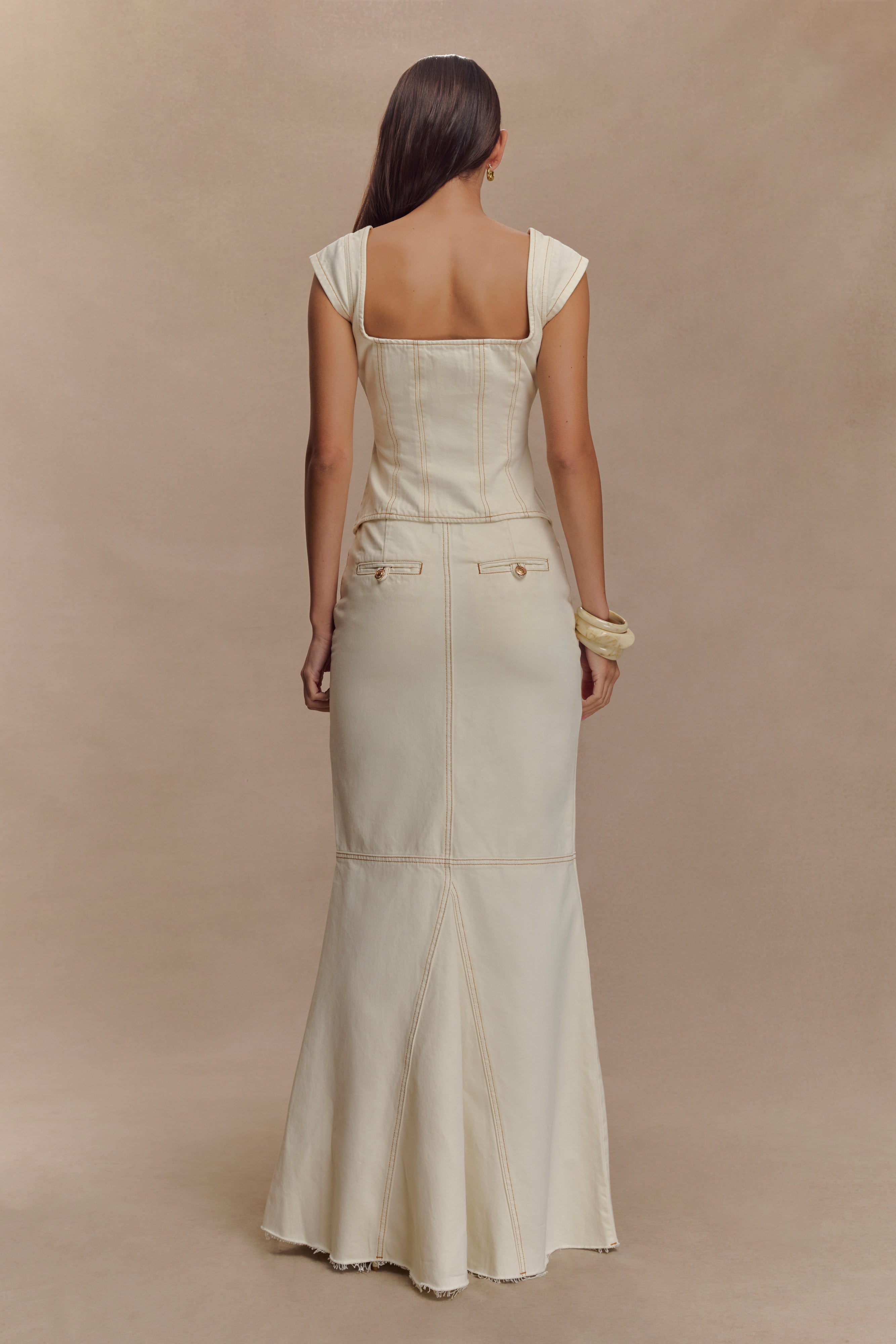 Loretta Denim Maxi Skirt - Ecru