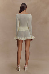 Eleanor Knit Frill Shorts - White