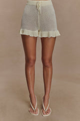 Eleanor Knit Frill Shorts - White