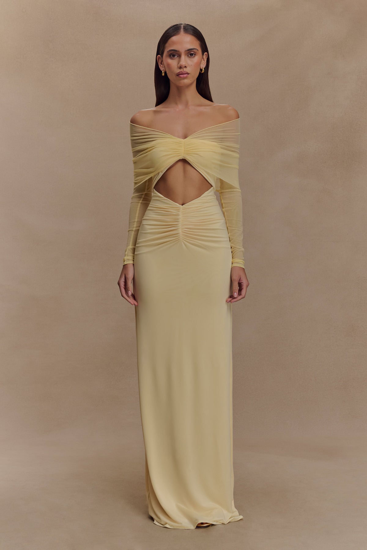 Rafaella Slinky And Mesh Maxi Dress - Lemon