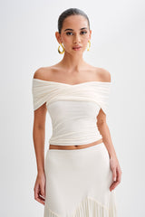 Lourdes Slinky Off Shoulder Top - Ivory