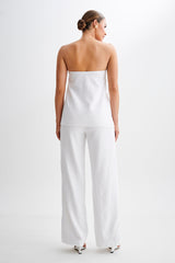 Luisa Strapless Linen Top - White