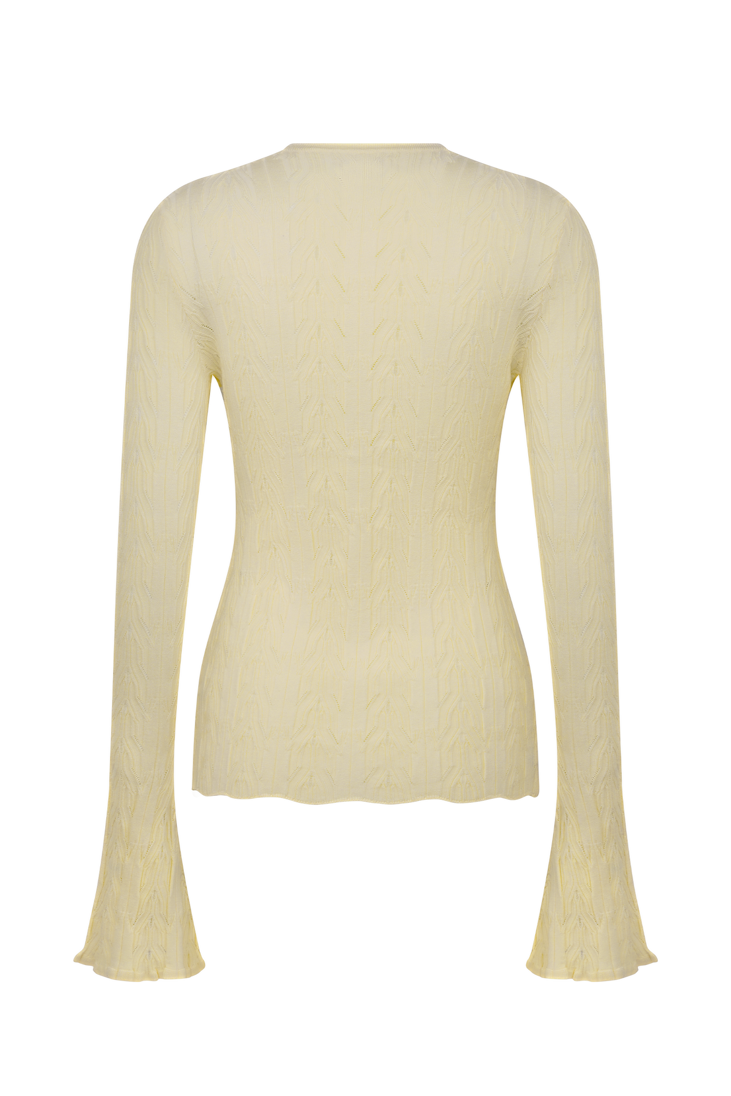 Amy Pointelle Bell Sleeve Cardigan - Lemon