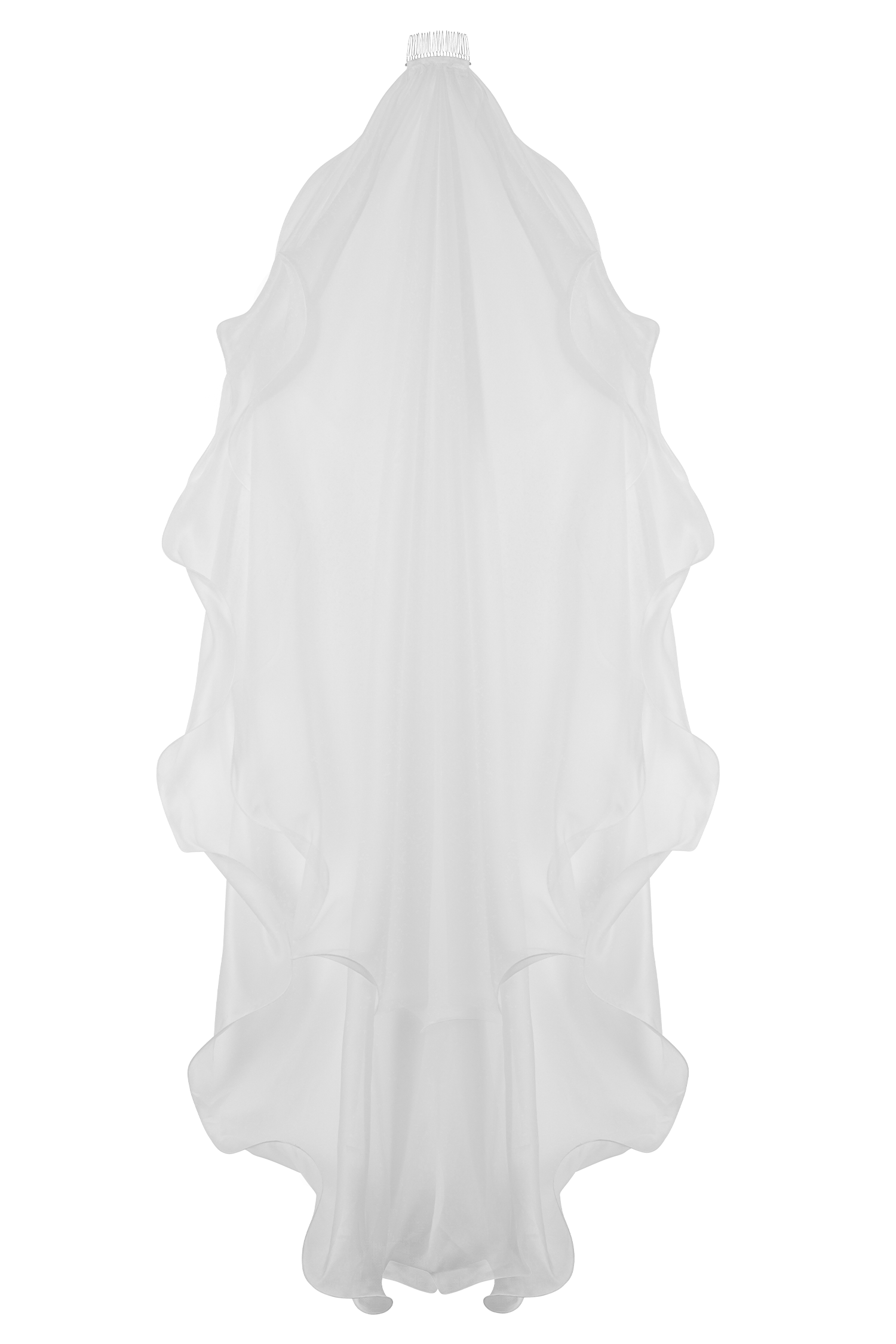 Asteria Draped Chiffon Veil - Ivory