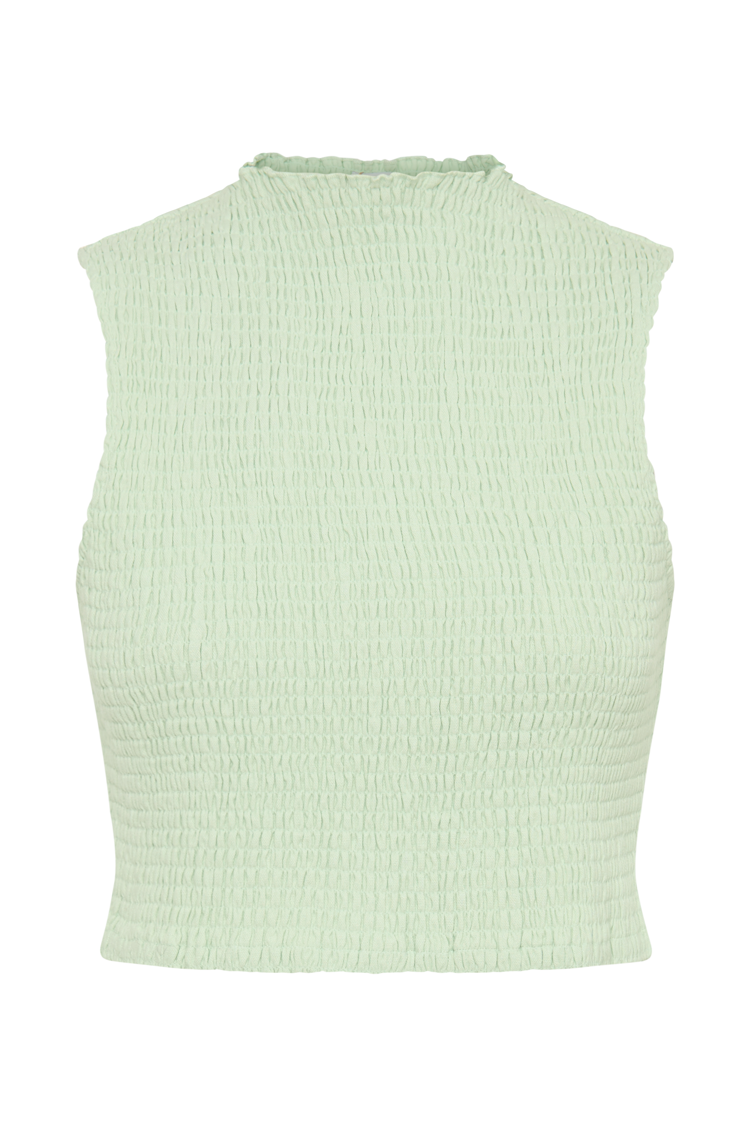 Emanuelle Sleeveless Linen Shirring Top - Mint