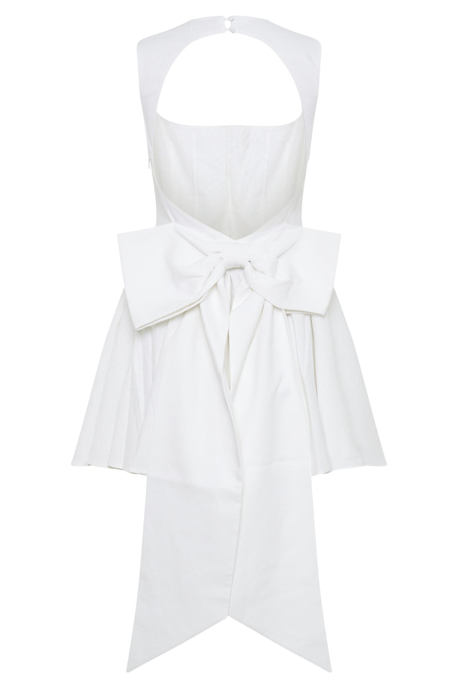Marcella Linen Bow Back Mini Dress - White