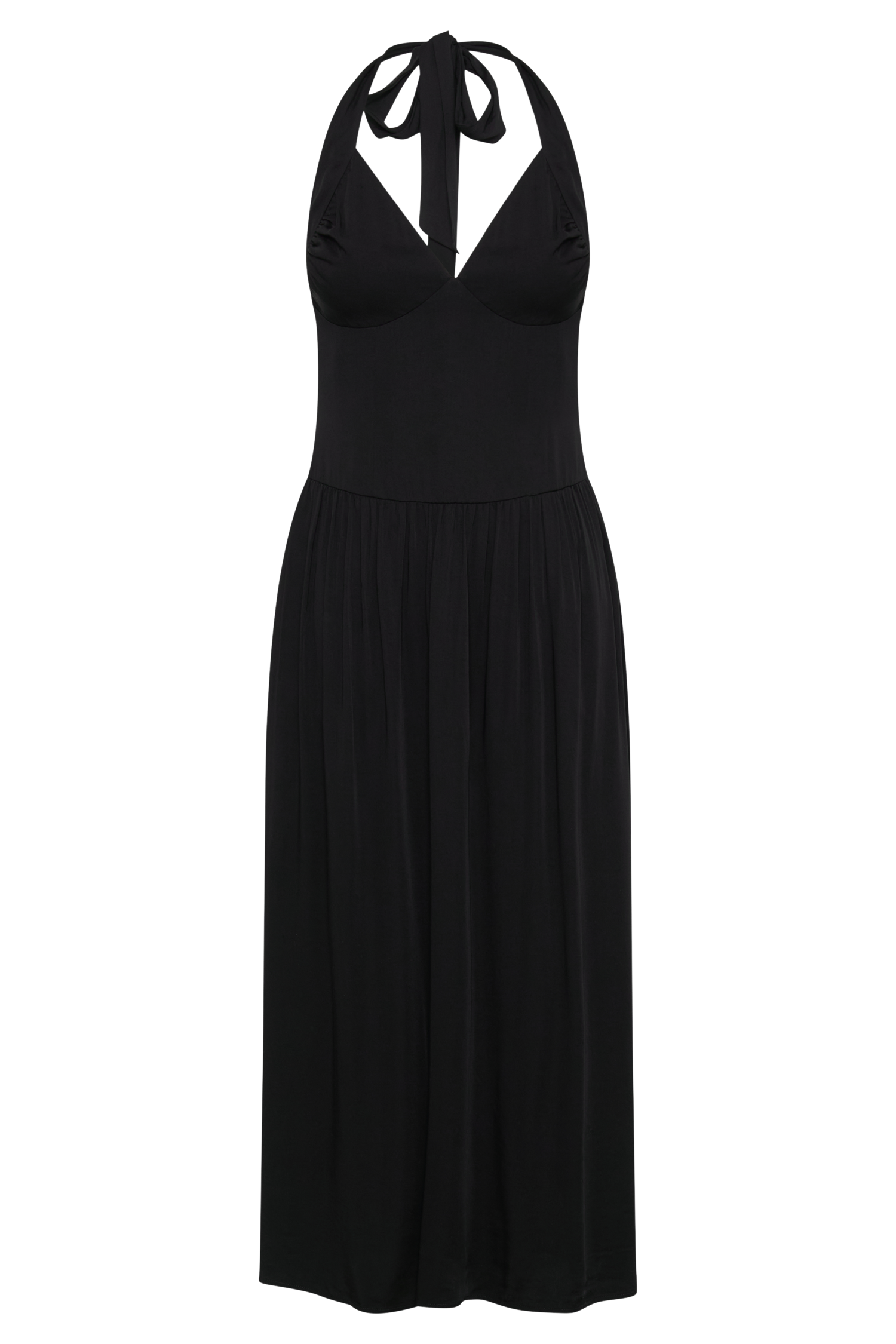Harriette Halter Midi Dress - Black