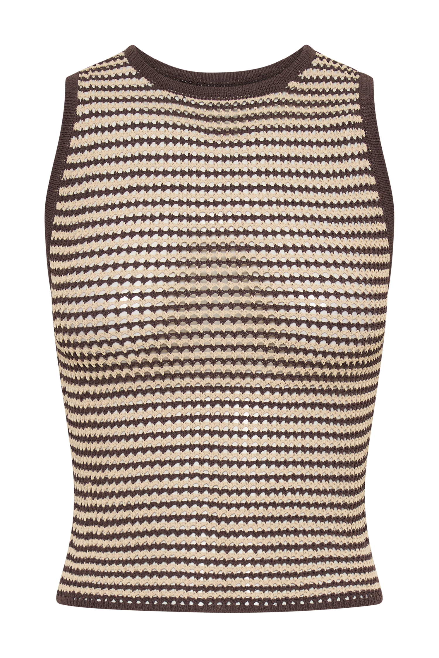 Omarosa Stripe Knit Tank Top - Chocolate/Nude