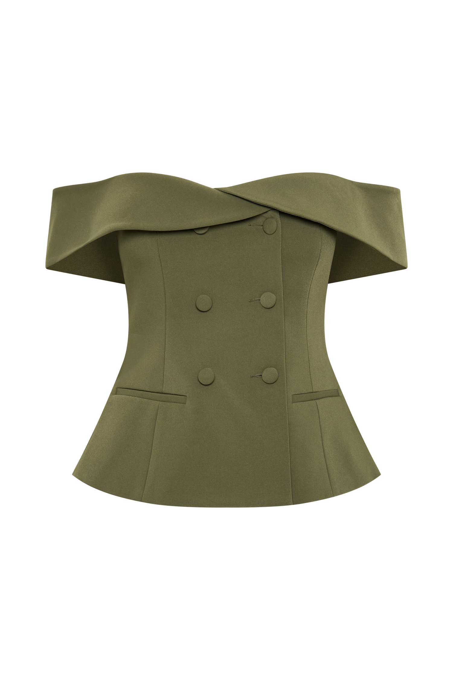 Krista Strapless Suiting Top - Military Olive