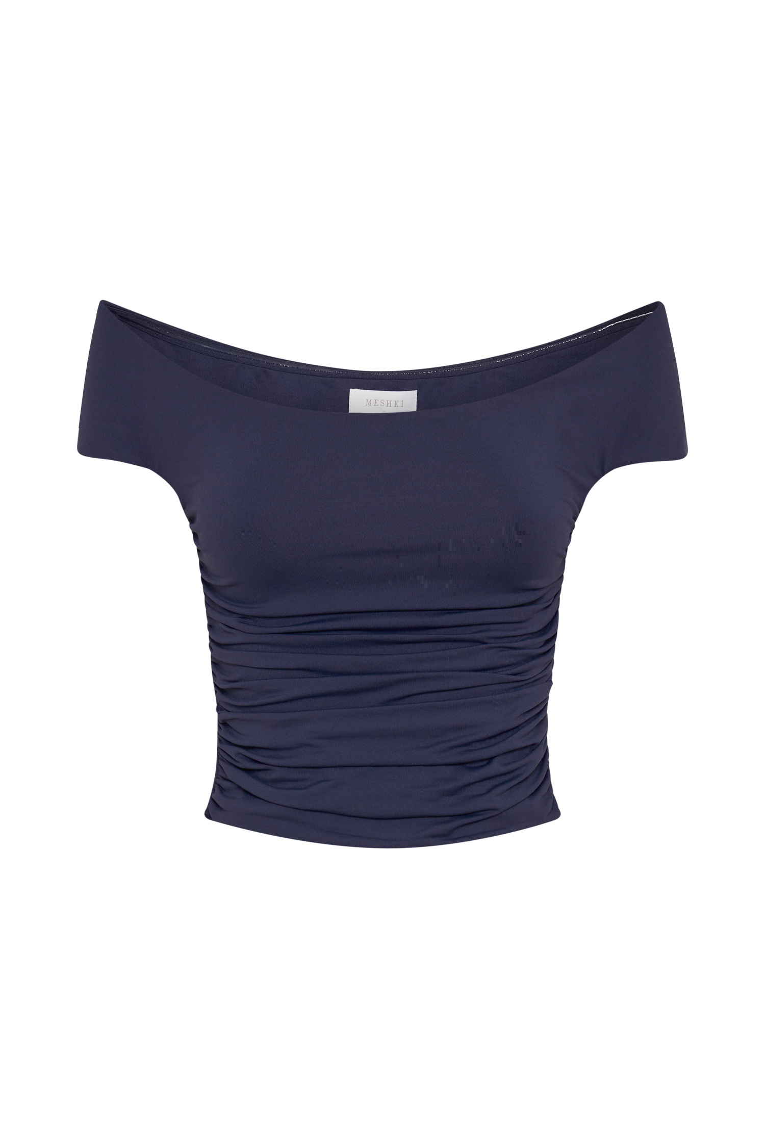 Piper Ruched Off Shoulder Top - Navy