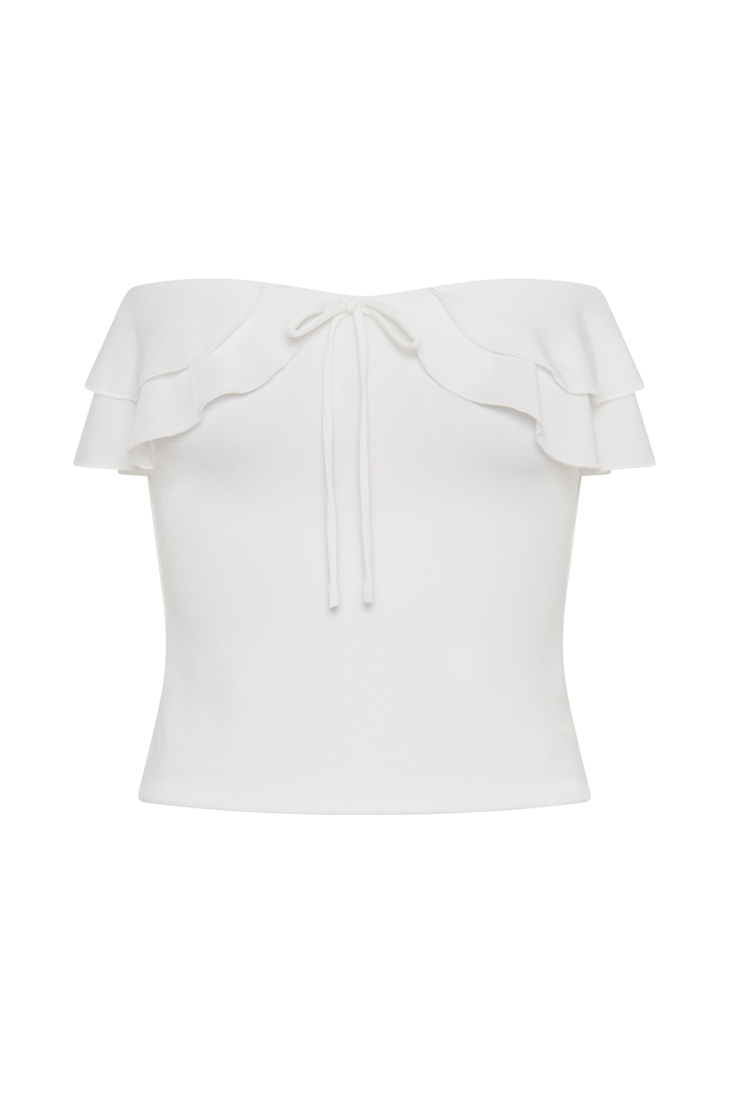 Bea Strapless Slinky Ruffle Top - White