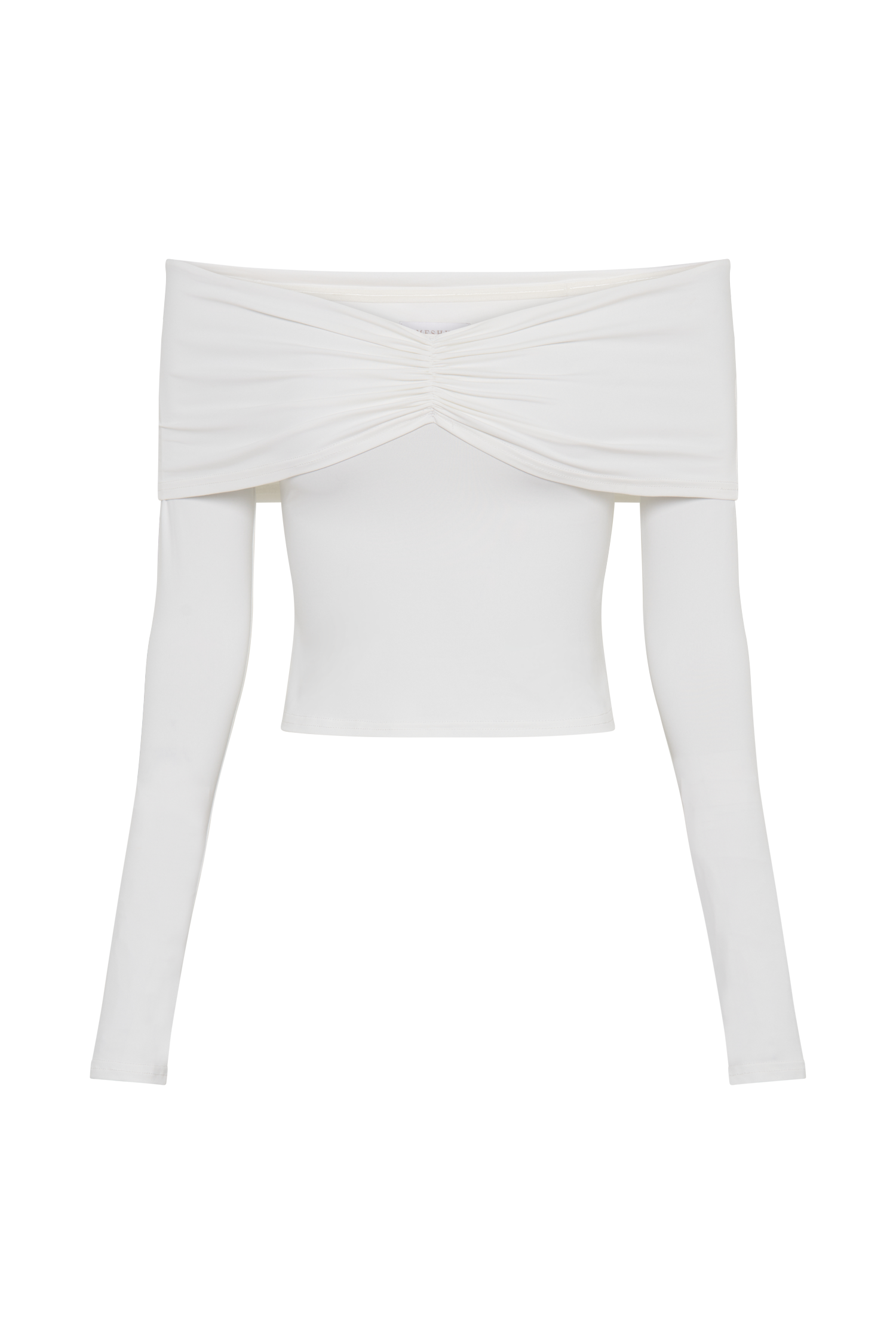 Prue Ruched Off Shoulder Long Sleeve Top - White