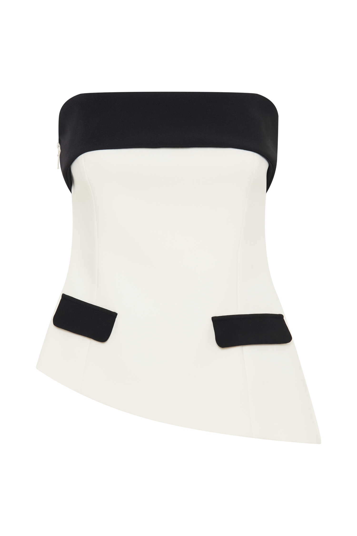 Micah Contrast Suiting Strapless Top - White