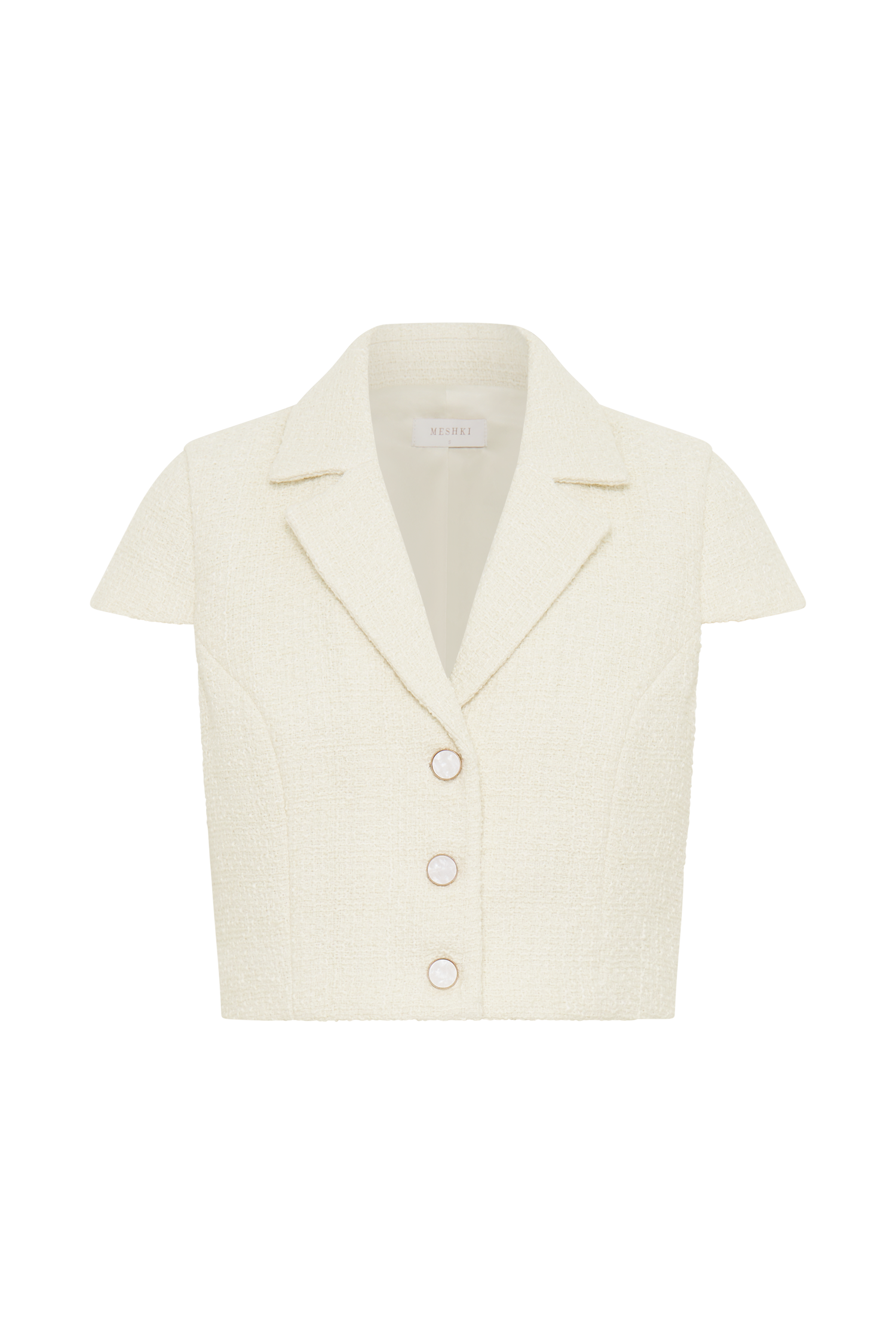 Parisa Boucle Button Up Top - Ivory