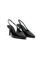 Dasha Patent Sling Back Heels - Black