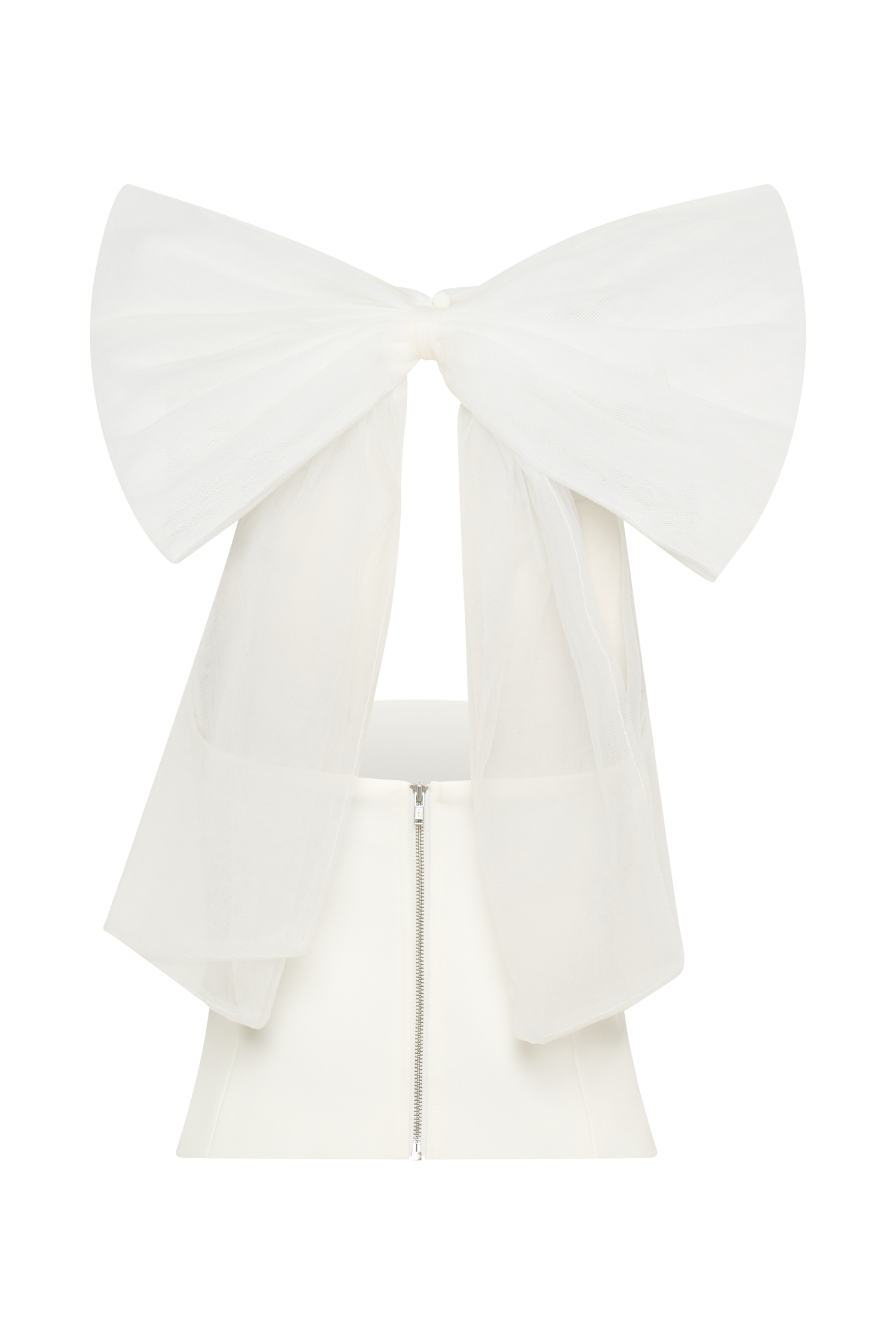 Maryam Tulle Bow Top - White