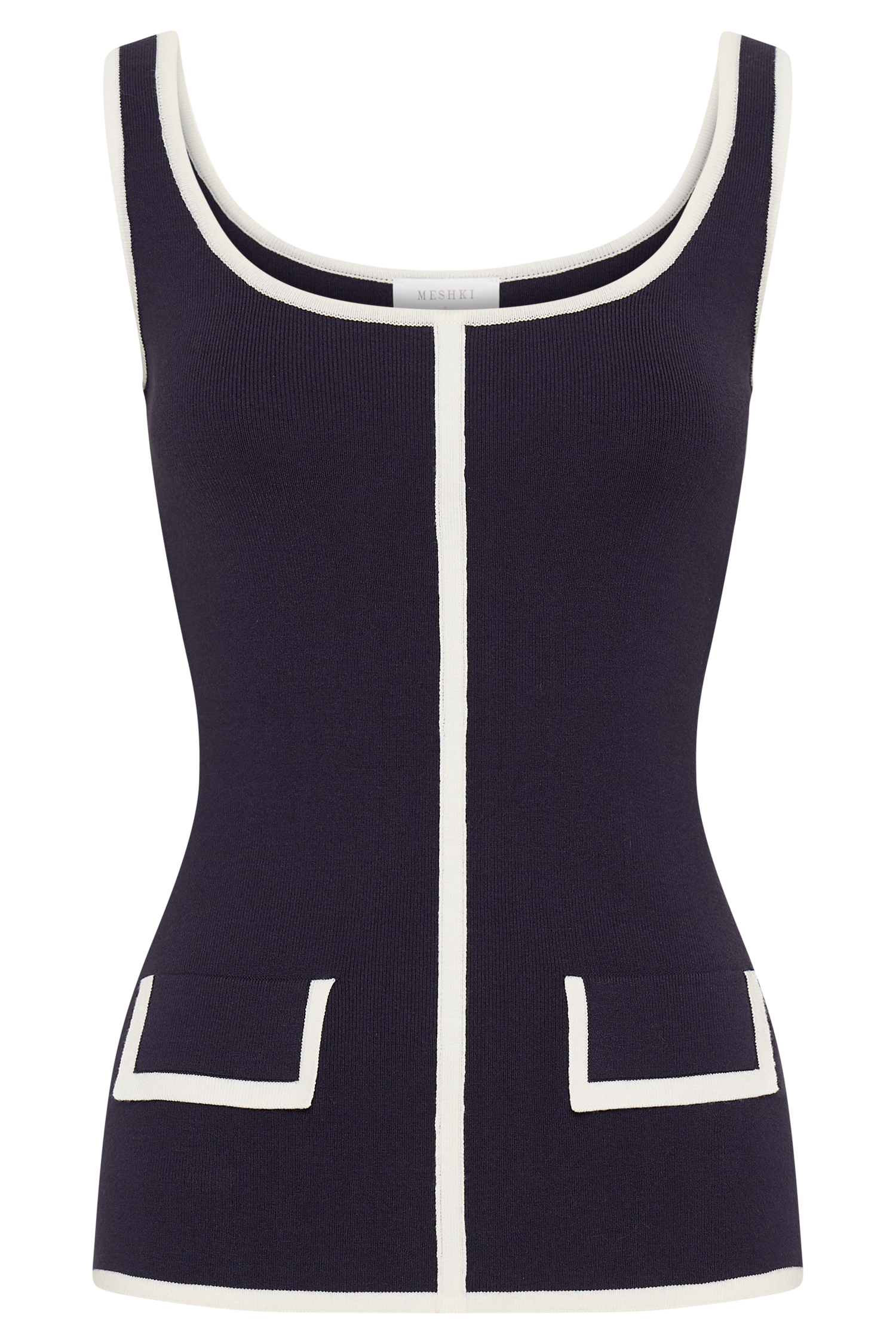 Becky Contrast Knit Top - Navy & Ivory