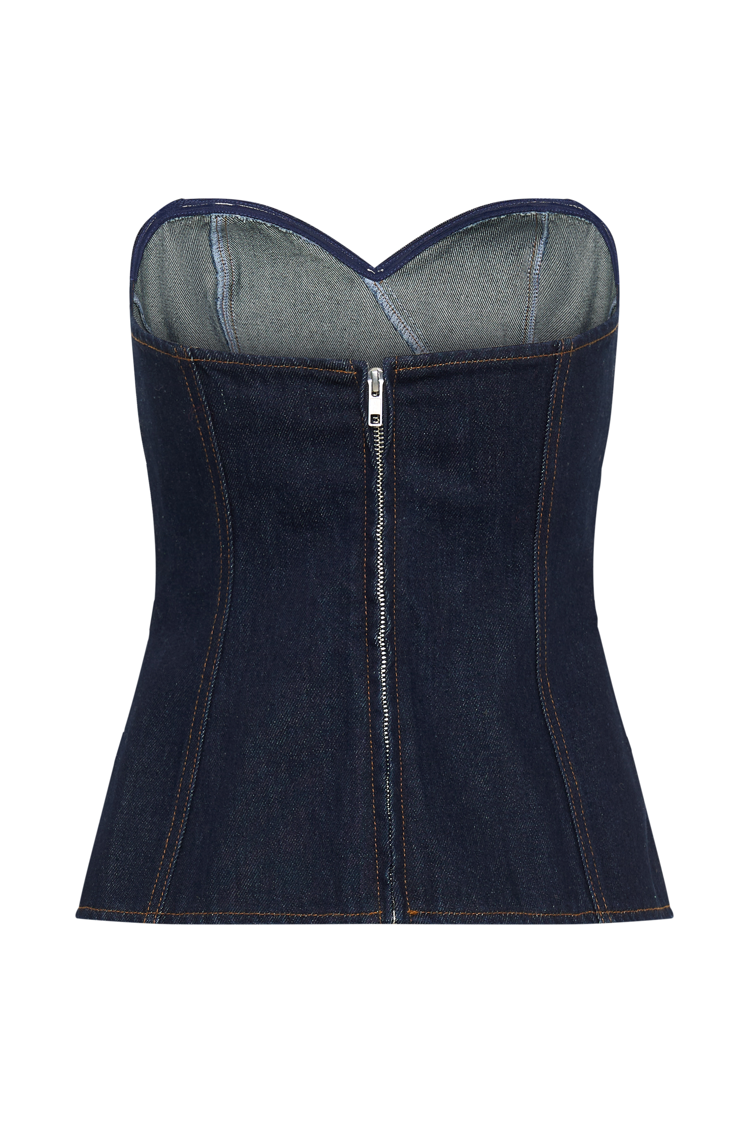 Sylas Strapless Buckle Denim Top - Indigo Blue