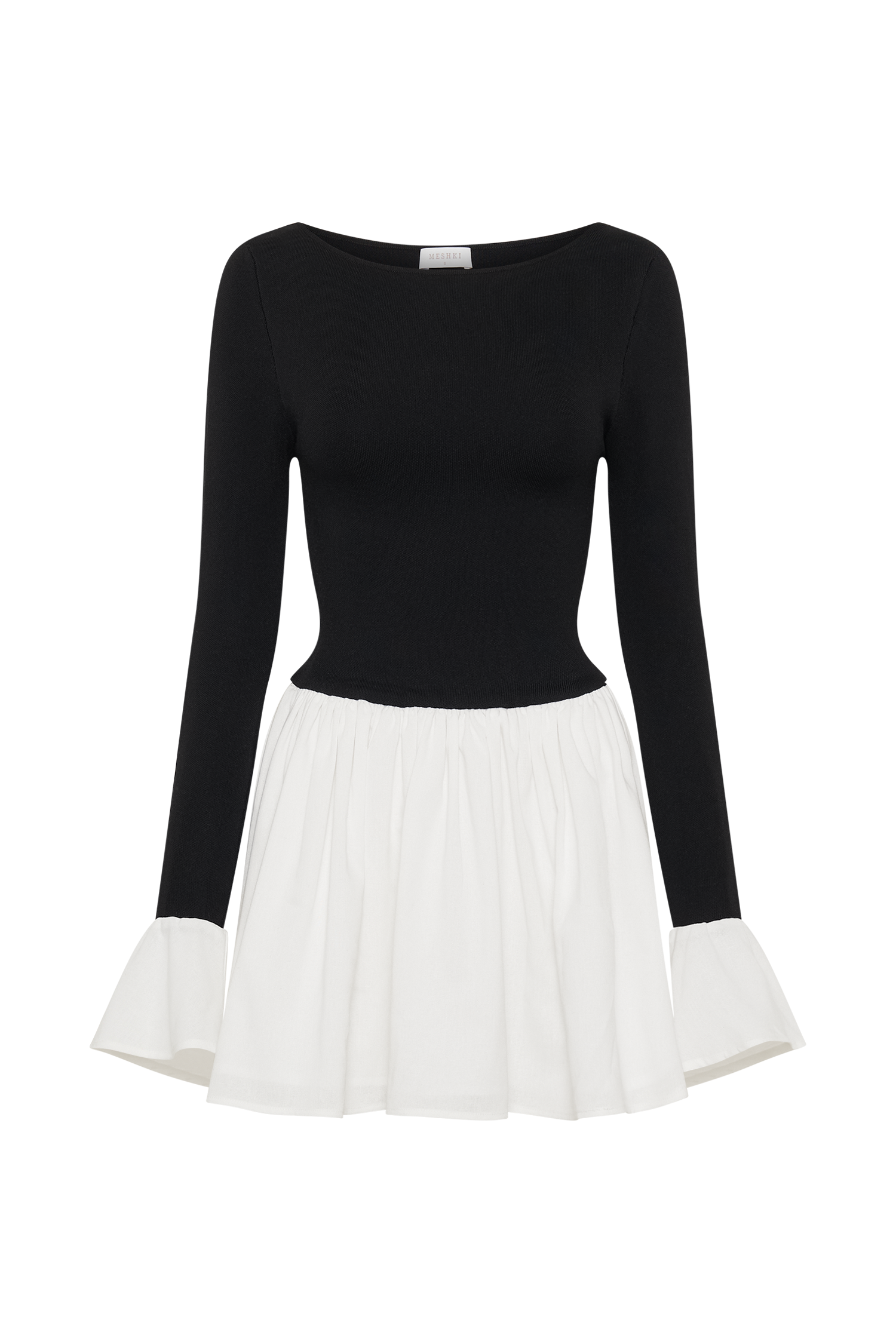 Sansa Knit And Linen Mini Dress - Black & White