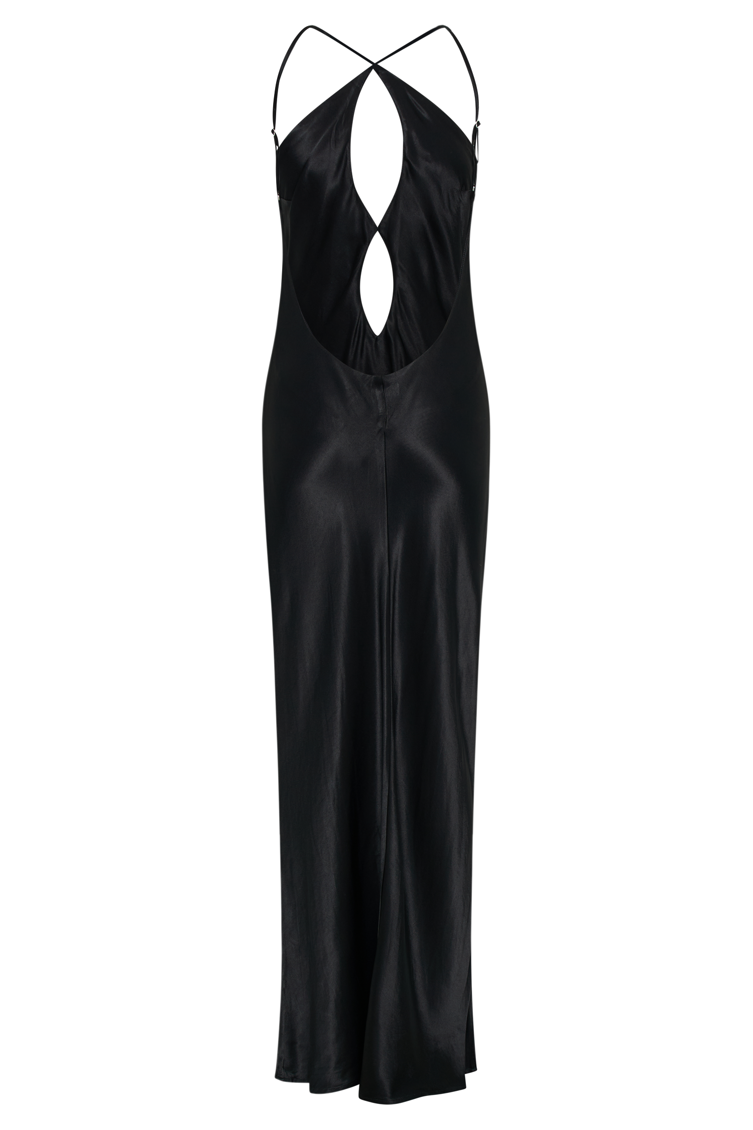 Lucia Satin Cut Out Maxi Dress - Black