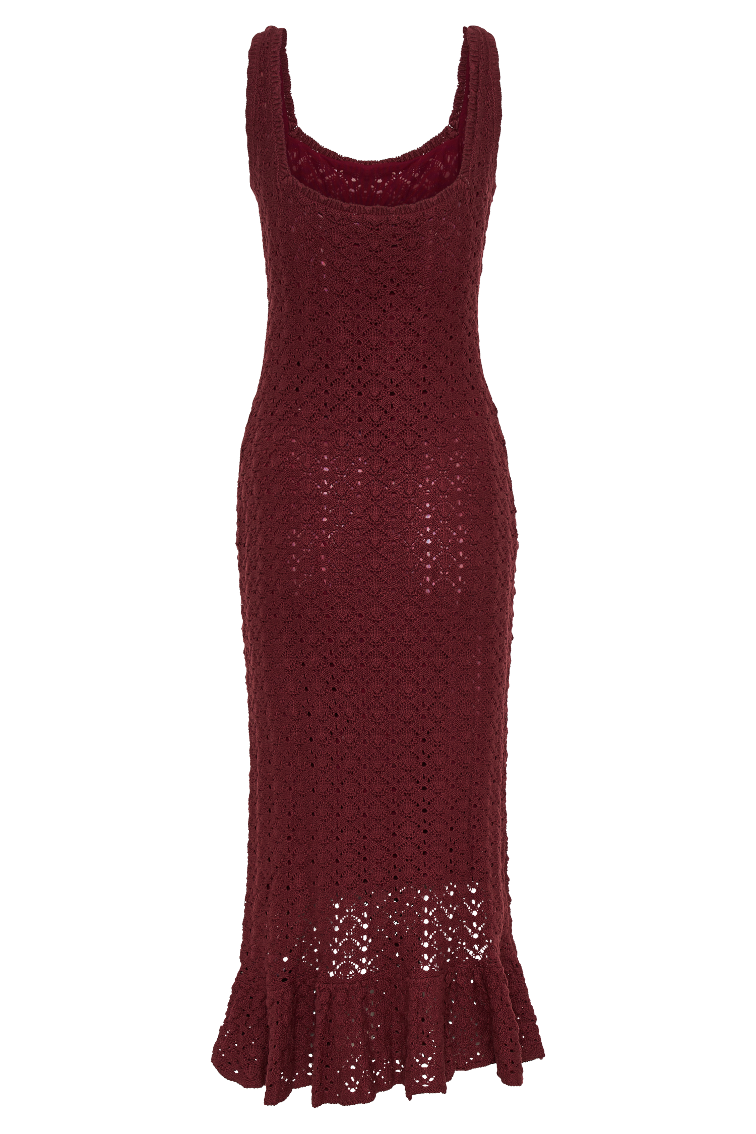 Sylvie Frill Knit Midi Dresses - Wine