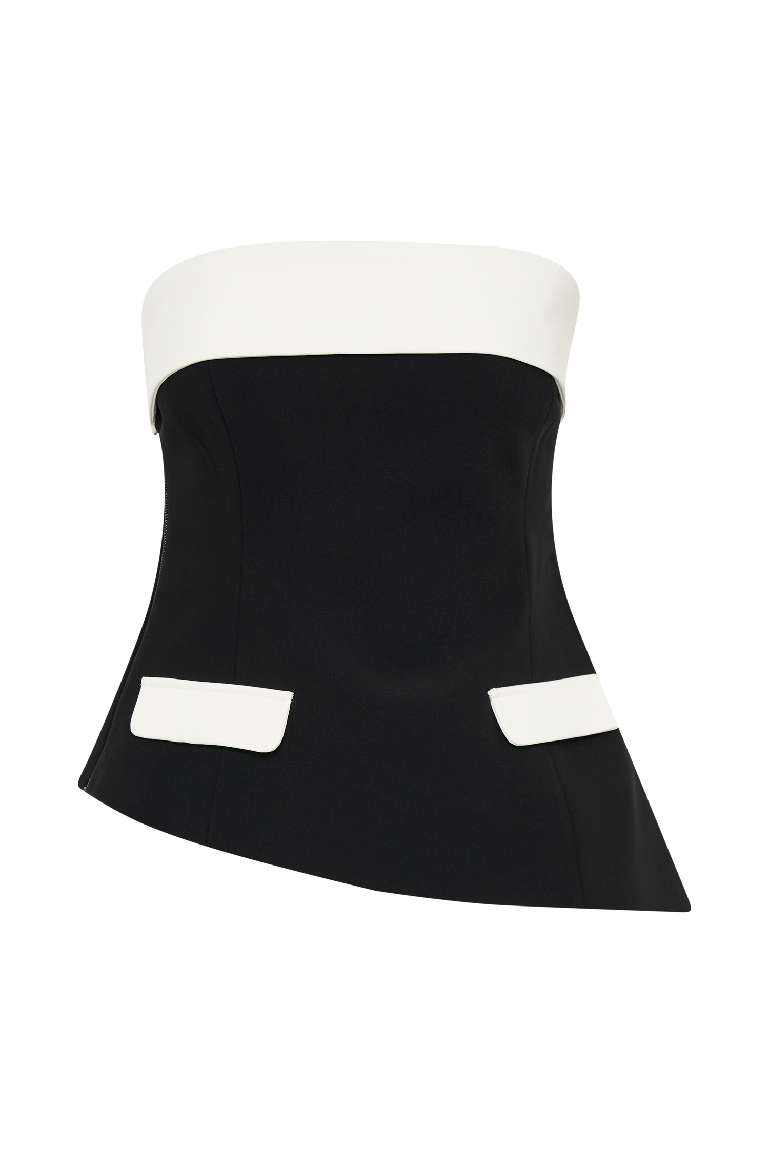 Micah Contrast Suiting Strapless Top - Black