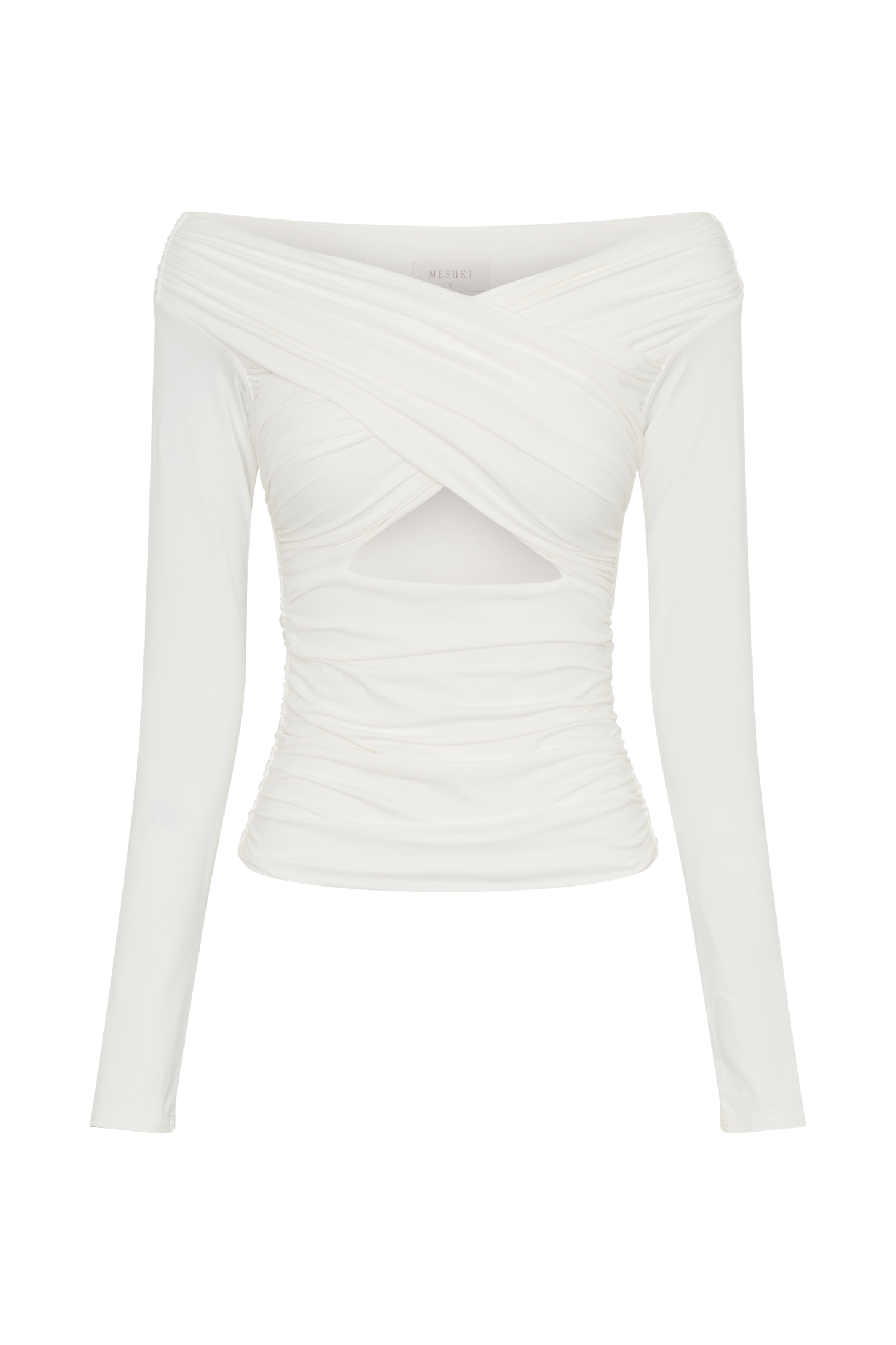 Jaden Off Shoulder Recycled Nylon Top - Ivory