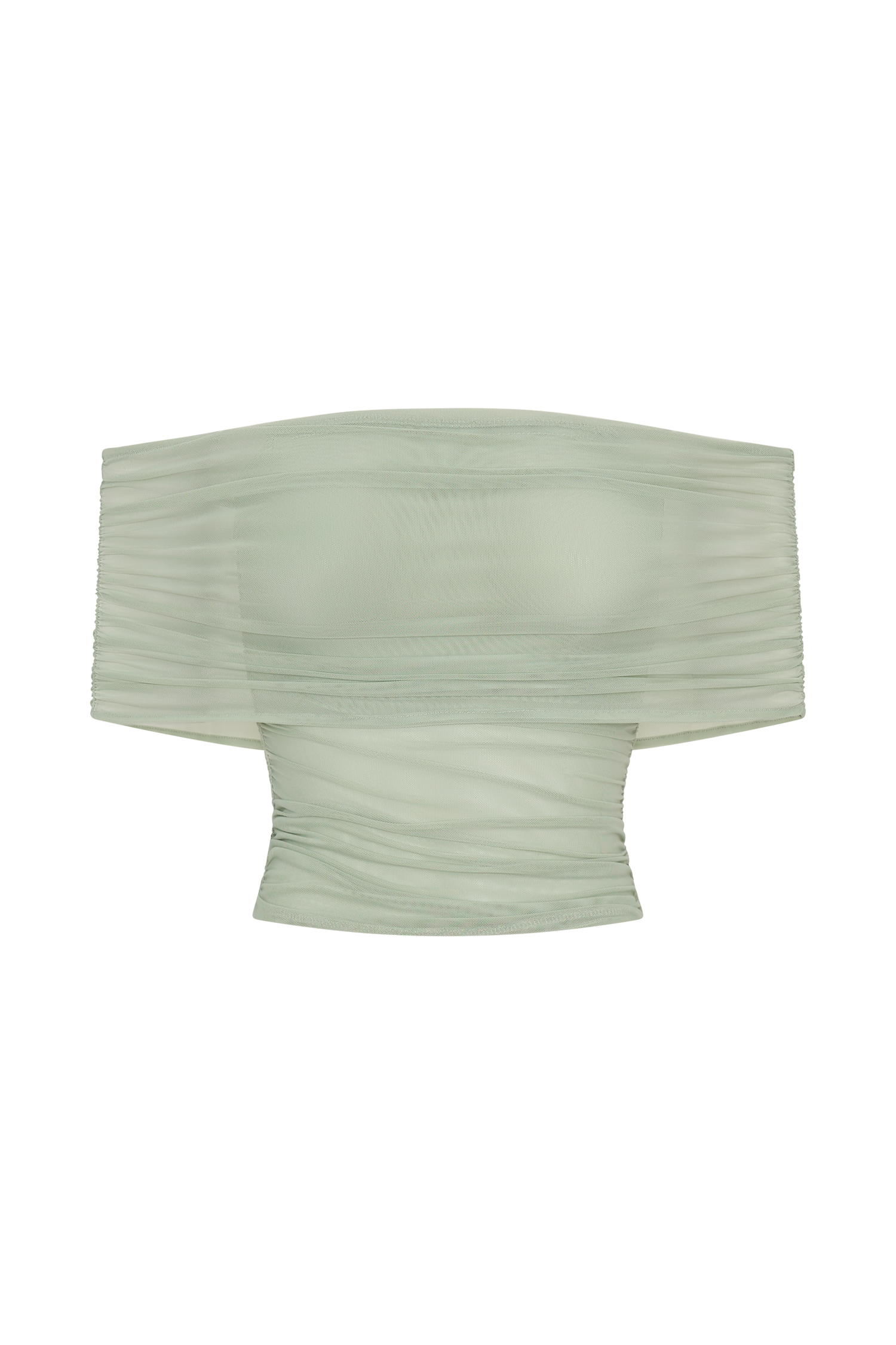 Arna Off Shoulder Mesh Crop Top - Basil