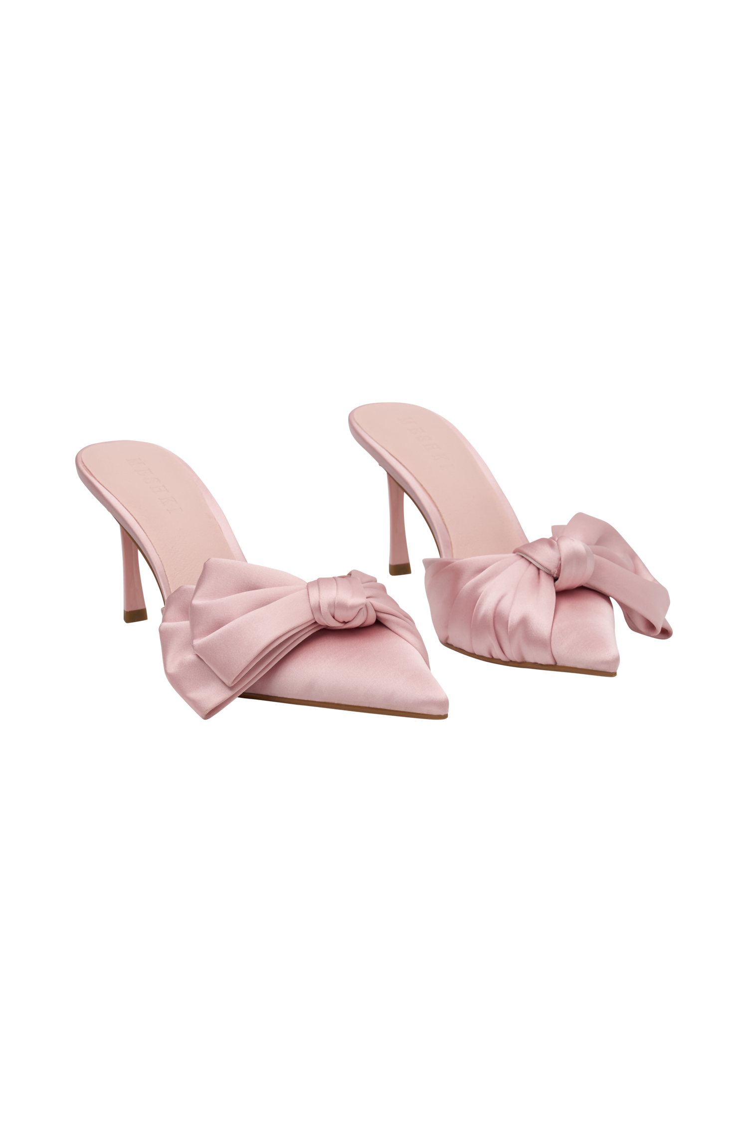 Elena Pointed Satin Bow Heel - Pastel Pink