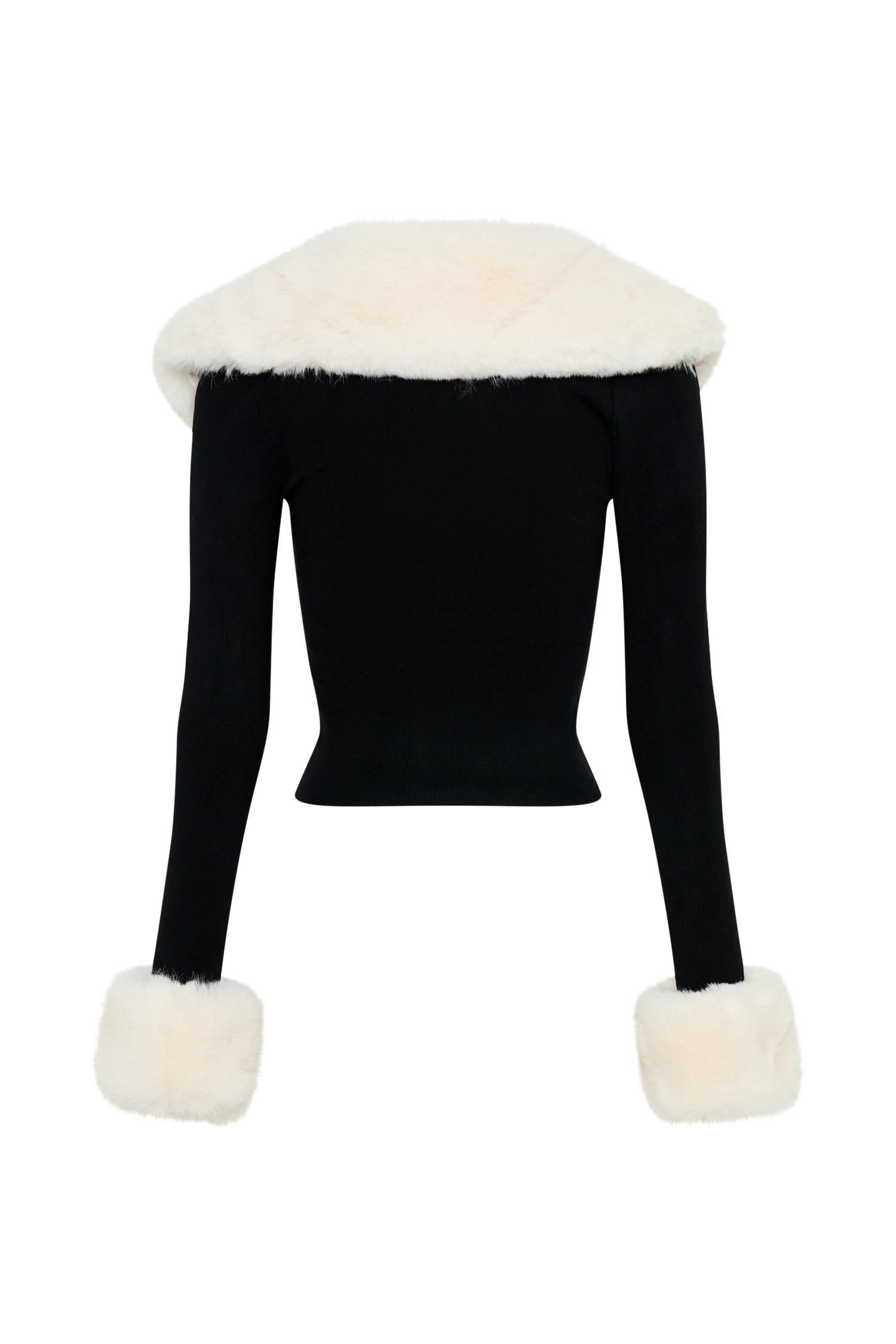 Cressida Faux Fur Knit Long Sleeve Top - Black/White