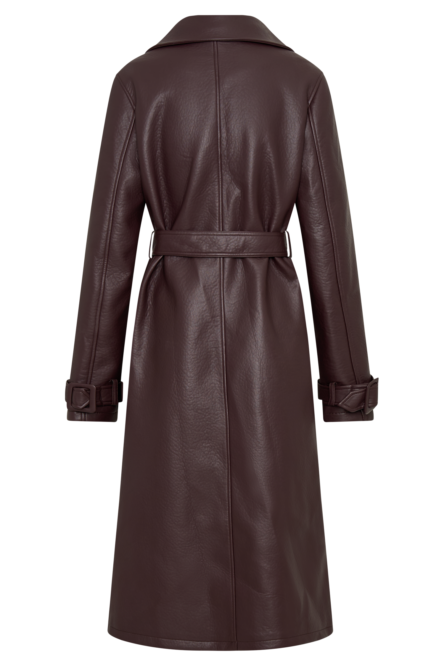 Tarah Faux Leather Trench Coat - Cacao Brown