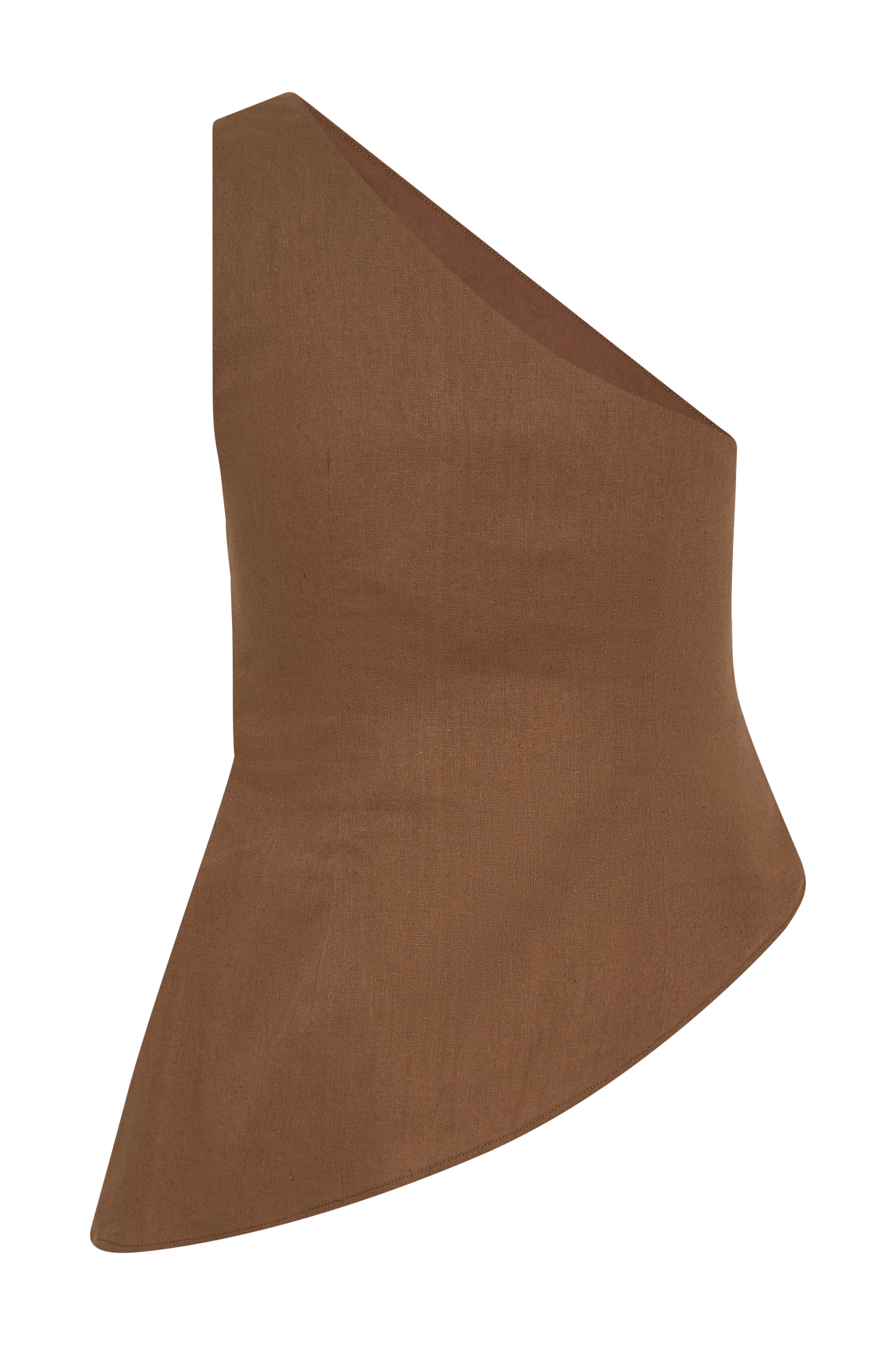 Dora Linen One Shoulder Top - Cacao Brown