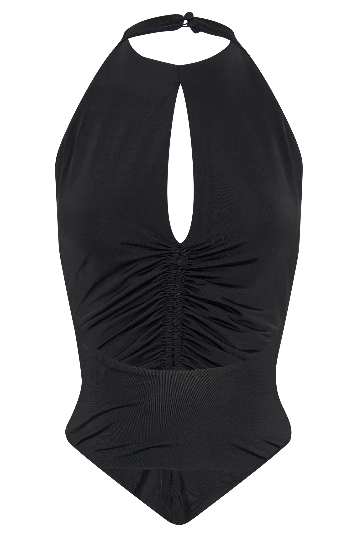 Linda Slinky Ruched Halter Top - Black