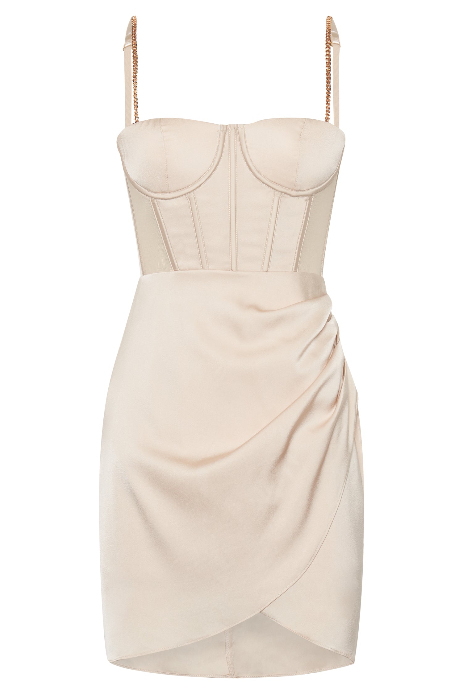 Britney Draped Corset Mini Dress - Champagne