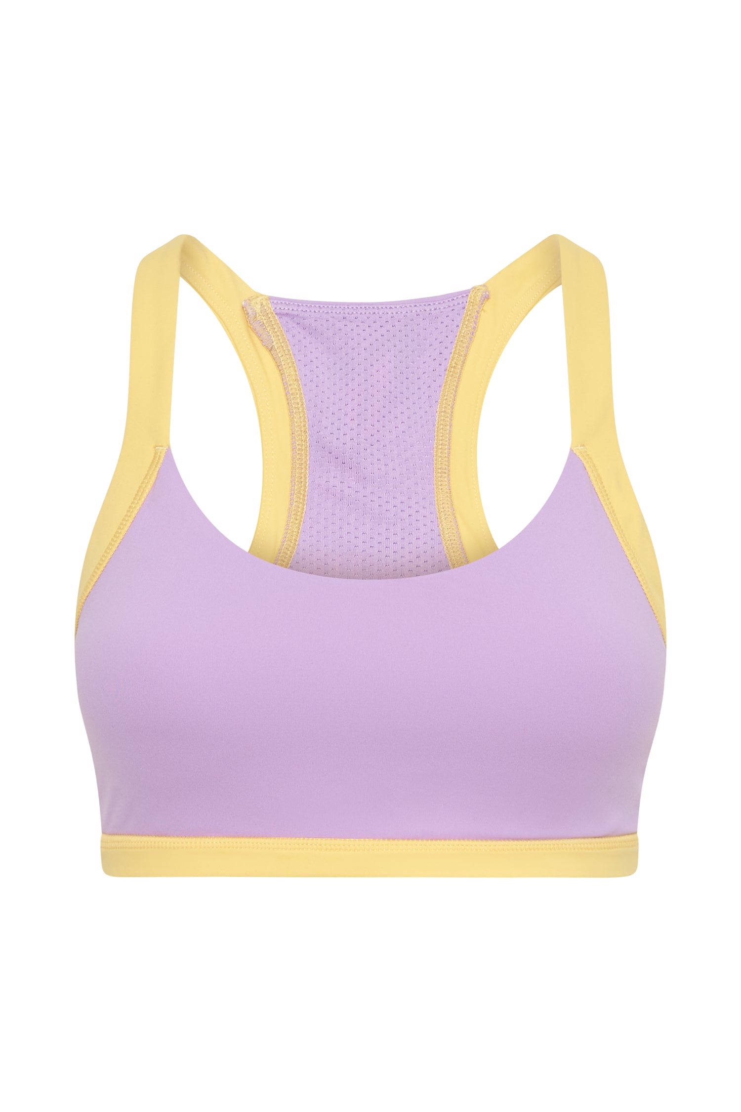 Becca Two Tone Cropped Sports Bra - Lilac/Yellow