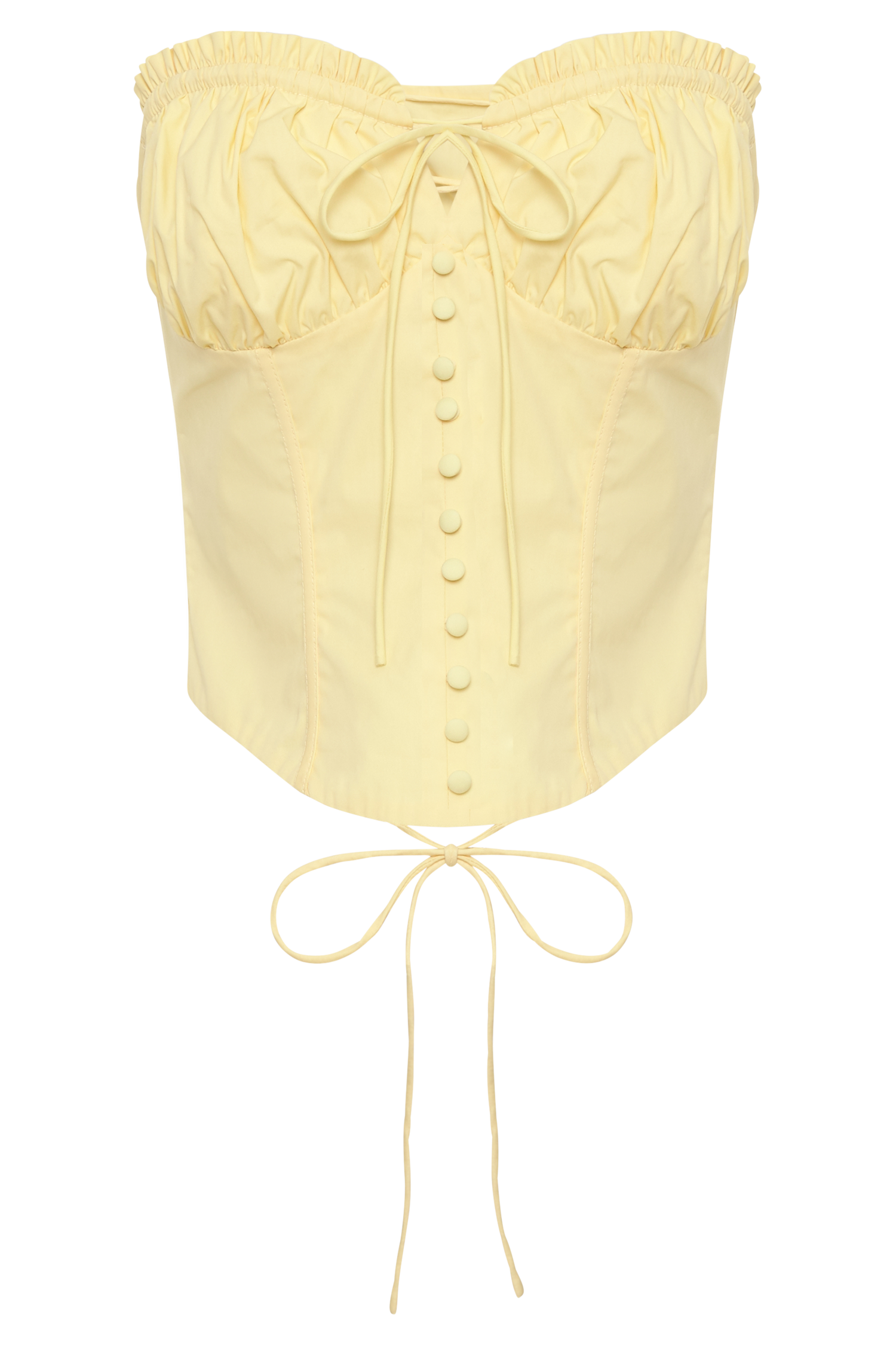 Embry Ruched Strapless Top - Lemon