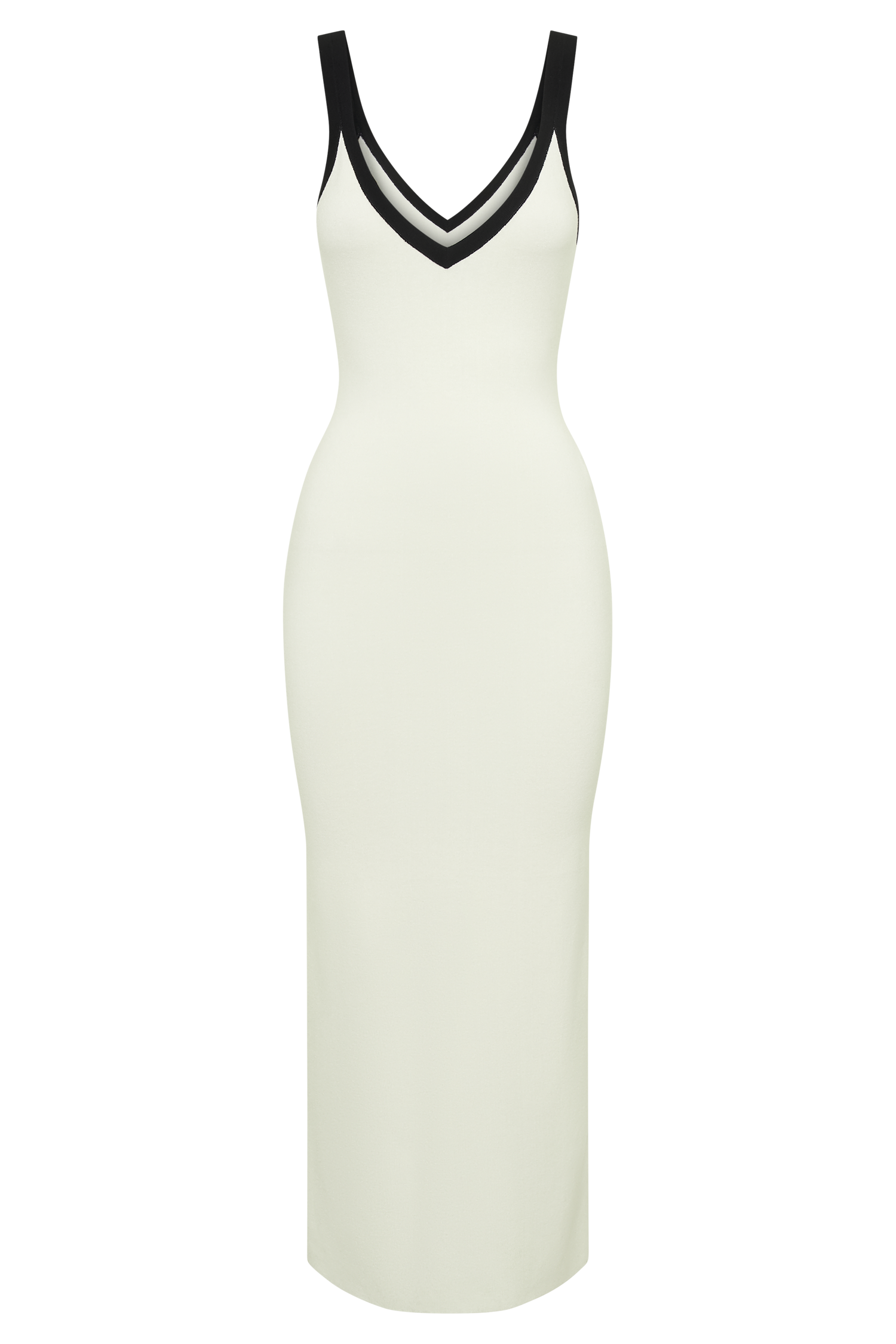 Debbi Contrast Knit Midi Dress - White