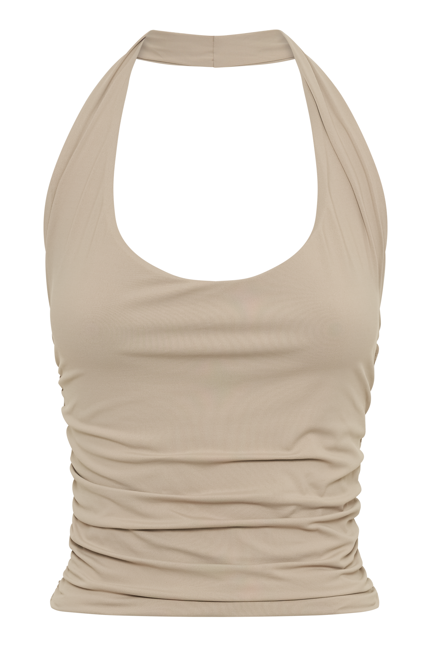 Marie Recycled Nylon Halter Top - Taupe