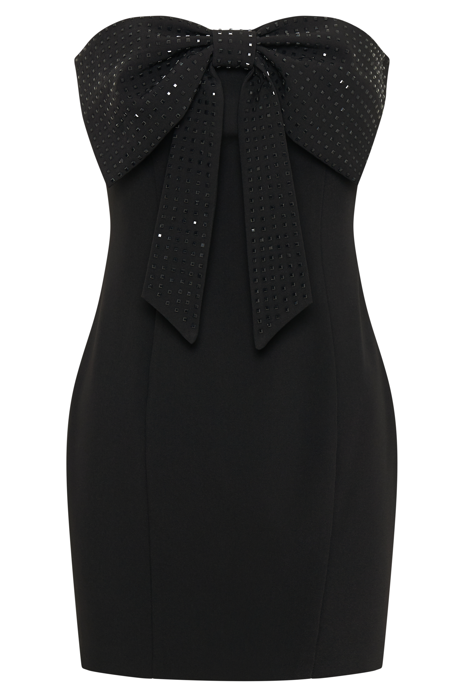 Saoirse Strapless Mini Dress With Diamante Bow - Black