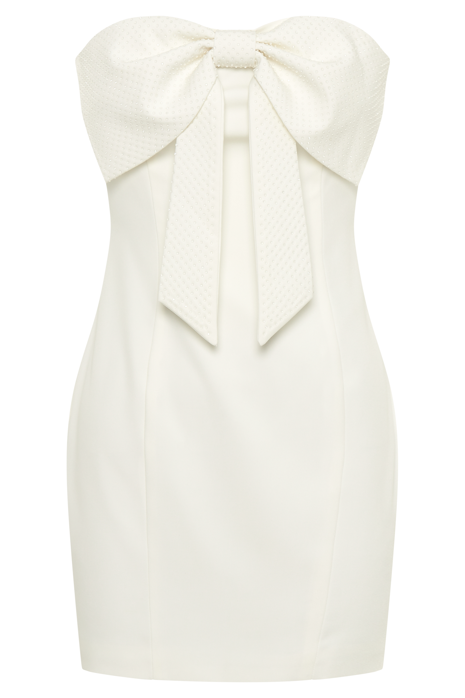 Saoirse Strapless Mini Dress With Diamante Bow - White